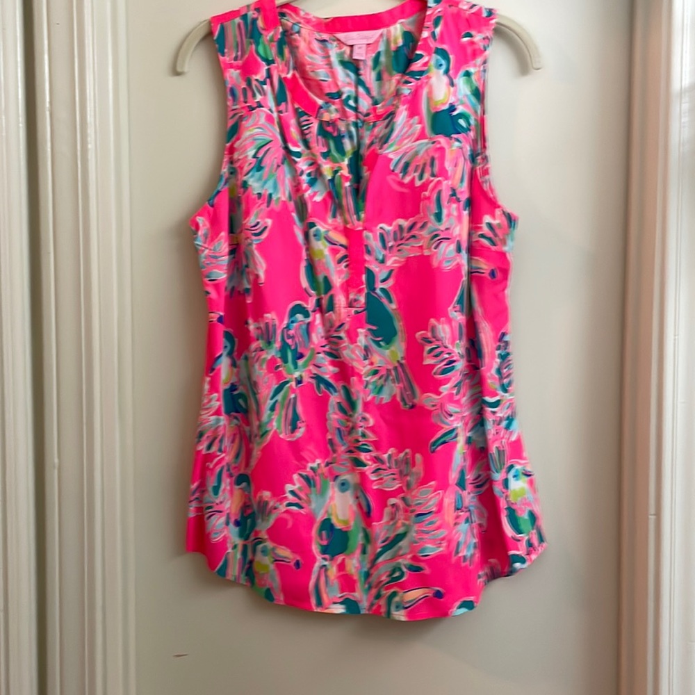 Lilly Pulitzer Sz M neon pink toucan tank